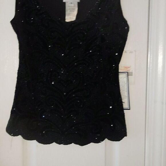 Metaphor black sequin  sleeveless top Sz S NWT - Picture 2 of 5